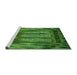 Sideview of Machine Washable Transitional Deep Emerald Green Rug, wshpat3422grn