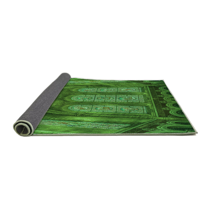 Thickness of Patterned Deep Emerald Green Rug, pat3422grn