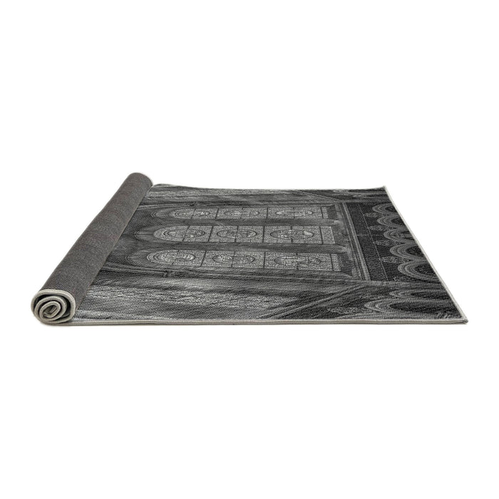 Thickness of Patterned Dark Gray Black Rug, pat3422gry