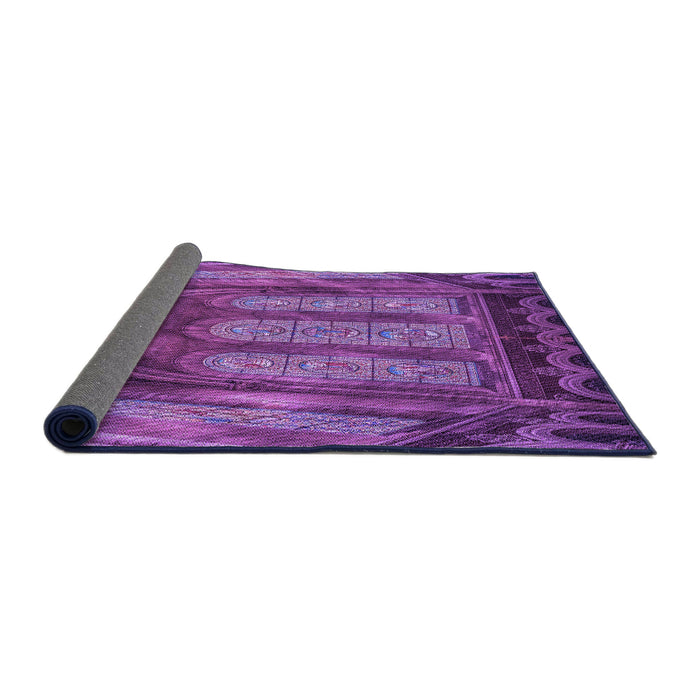 Thickness of Patterned Dark Magenta Purple Rug, pat3422pur