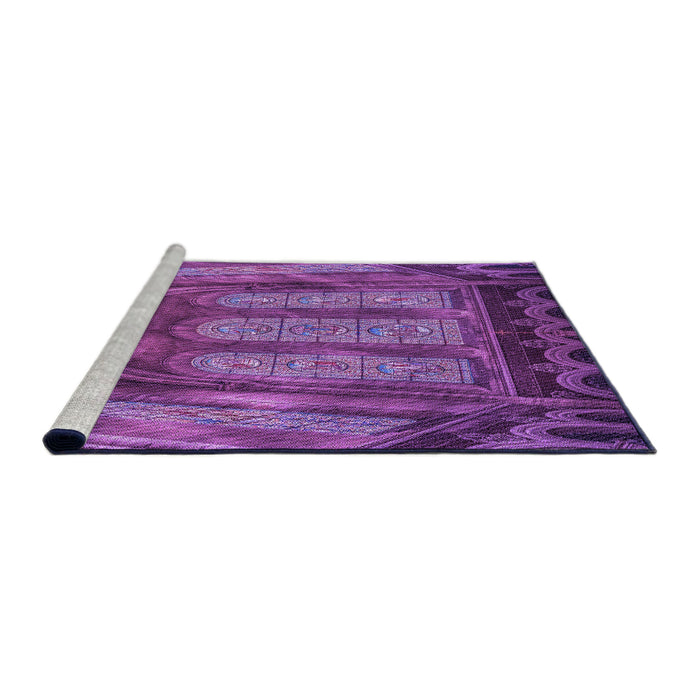 Sideview of Machine Washable Transitional Dark Magenta Purple Rug, wshpat3422pur