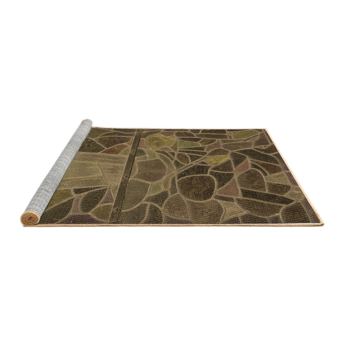 Sideview of Machine Washable Transitional Copper Brown Rug, wshpat3423brn