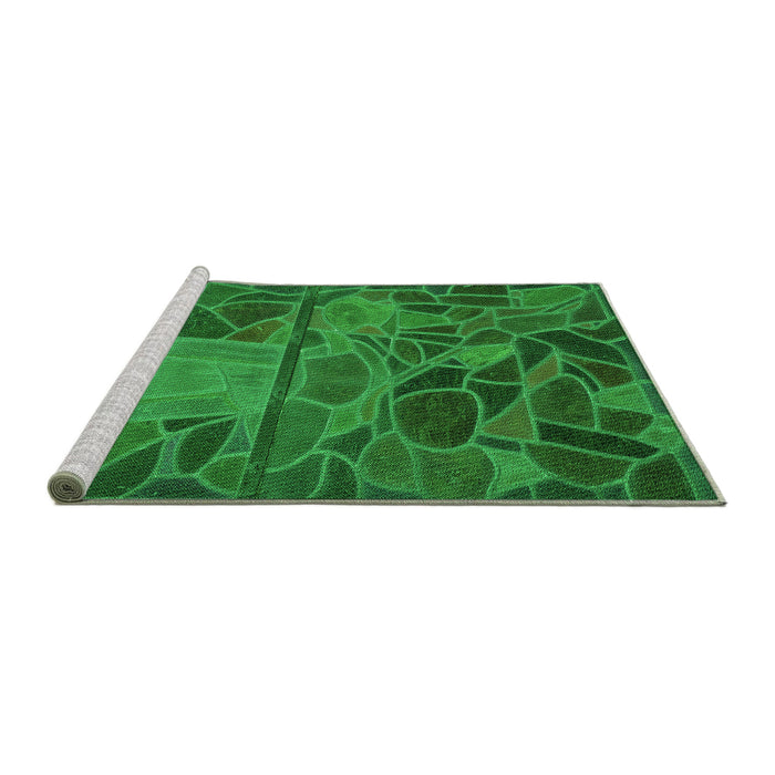Sideview of Machine Washable Transitional Green Rug, wshpat3423grn