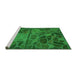 Sideview of Machine Washable Transitional Green Rug, wshpat3423grn