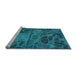 Sideview of Machine Washable Transitional Teal Green Rug, wshpat3423lblu