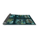 Thickness of Patterned Deep Teal Green Rug, pat3424lblu