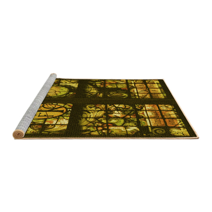 Sideview of Machine Washable Transitional Black Brown Rug, wshpat3424yw