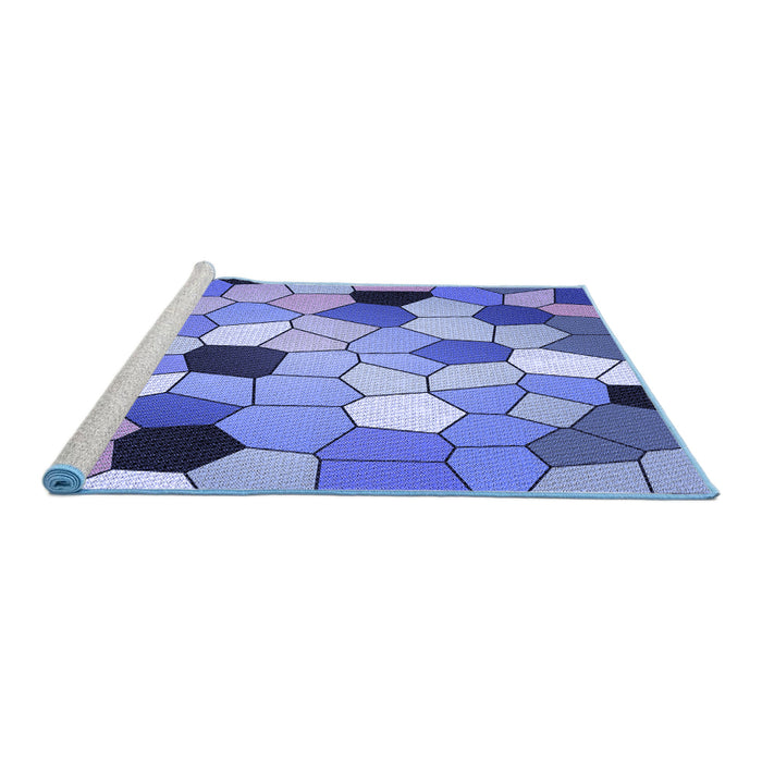 Sideview of Machine Washable Transitional Jeans Blue Rug, wshpat3425blu