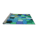 Sideview of Machine Washable Transitional Turquoise Green Rug, wshpat3425lblu