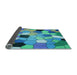 Thickness of Patterned Turquoise Green Rug, pat3425lblu