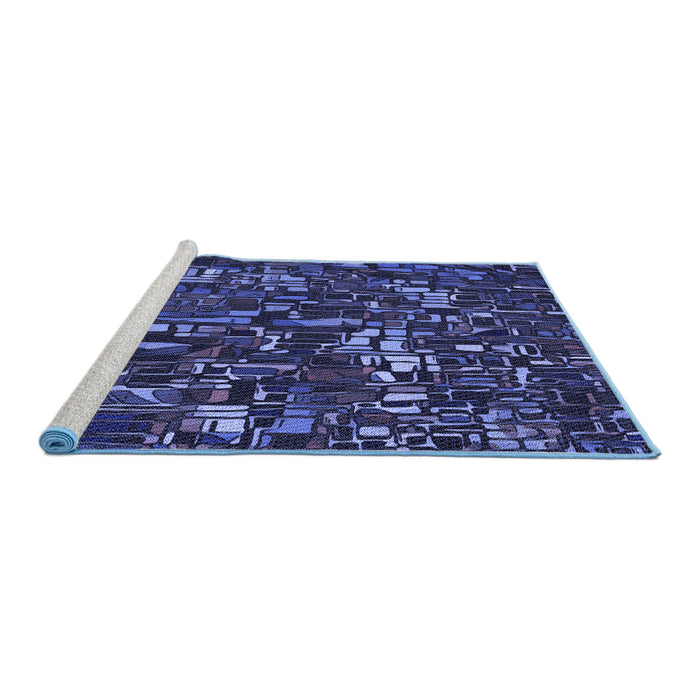 Sideview of Machine Washable Transitional Night Blue Rug, wshpat3426blu