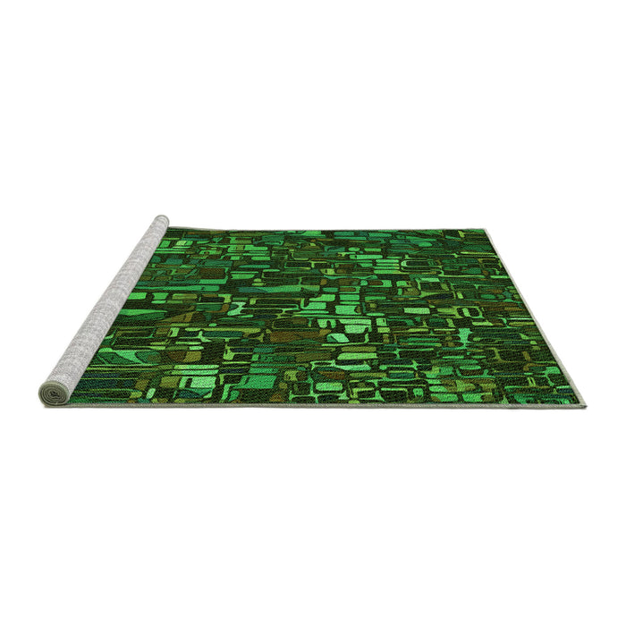 Sideview of Machine Washable Transitional Dark Forest Green Rug, wshpat3426grn