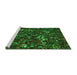 Sideview of Machine Washable Transitional Dark Forest Green Rug, wshpat3426grn