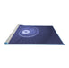 Sideview of Machine Washable Transitional Royal Blue Rug, wshpat3428blu