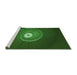 Sideview of Machine Washable Transitional Deep Emerald Green Rug, wshpat3428grn