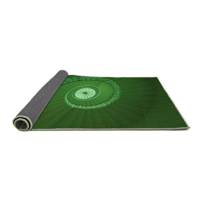 Thickness of Patterned Deep Emerald Green Rug, pat3428grn