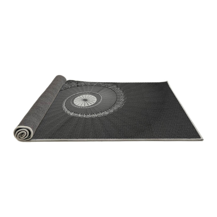 Thickness of Patterned Charcoal Black Rug, pat3428gry