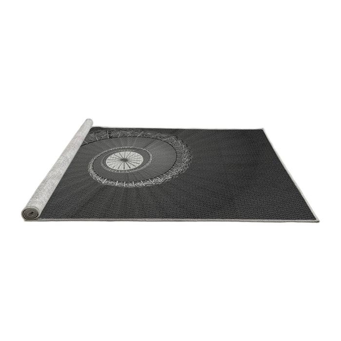 Sideview of Machine Washable Transitional Charcoal Black Rug, wshpat3428gry