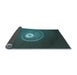 Thickness of Patterned Dark Cyan Green Rug, pat3428lblu