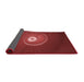 Thickness of Patterned Cranberry Red Rug, pat3428rd