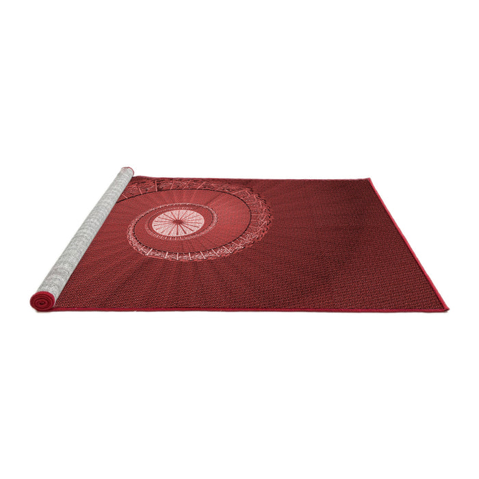 Sideview of Machine Washable Transitional Cranberry Red Rug, wshpat3428rd