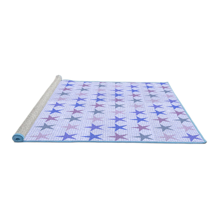 Sideview of Machine Washable Transitional Lavender Blue Rug, wshpat3430blu