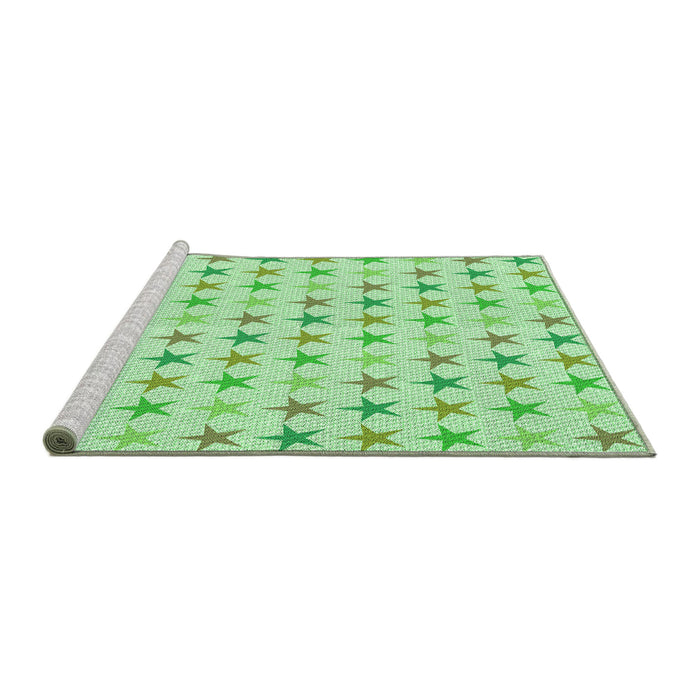 Sideview of Machine Washable Transitional Light Green Rug, wshpat3430grn