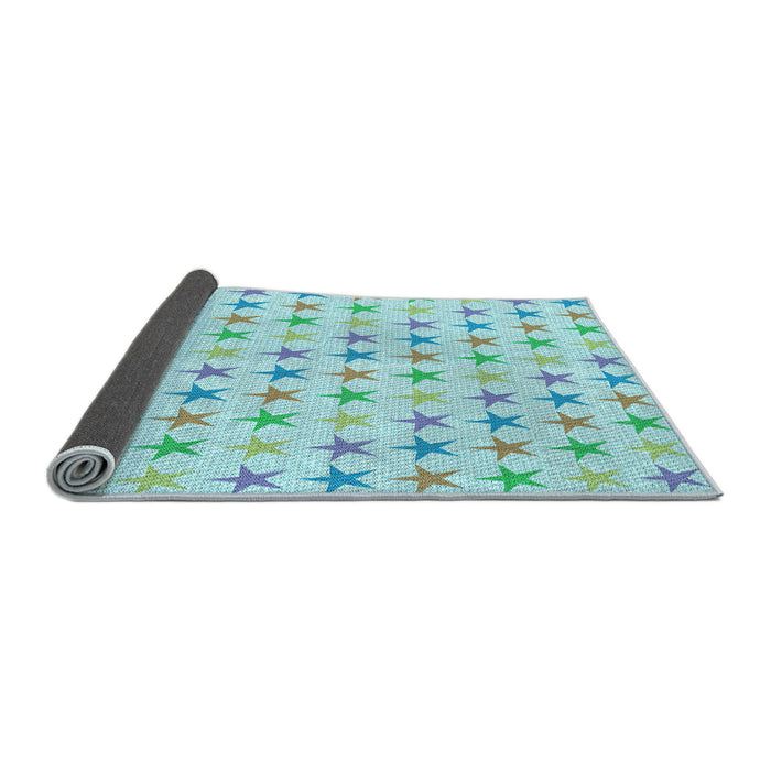 Thickness of Patterned Light Aquamarine Green Rug, pat3430lblu