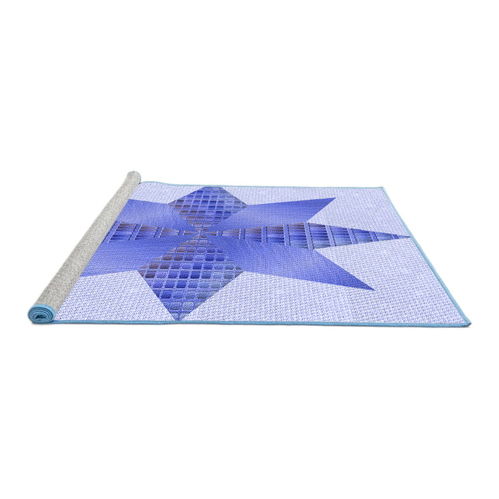 Sideview of Machine Washable Transitional Blue Rug, wshpat3431blu