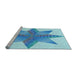 Sideview of Machine Washable Transitional Blue Rug, wshpat3431lblu