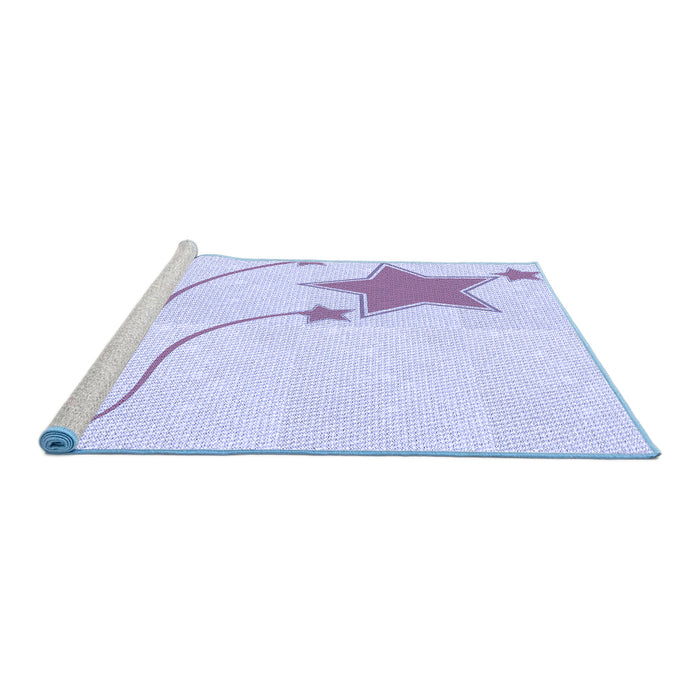 Sideview of Machine Washable Transitional Lavender Blue Rug, wshpat3432blu