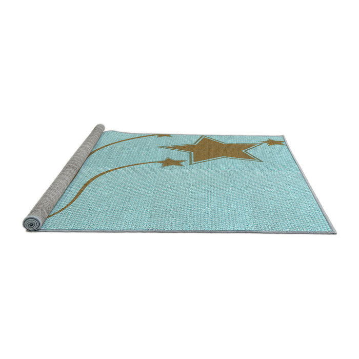 Sideview of Machine Washable Transitional Northern Lights Blue Rug, wshpat3432lblu
