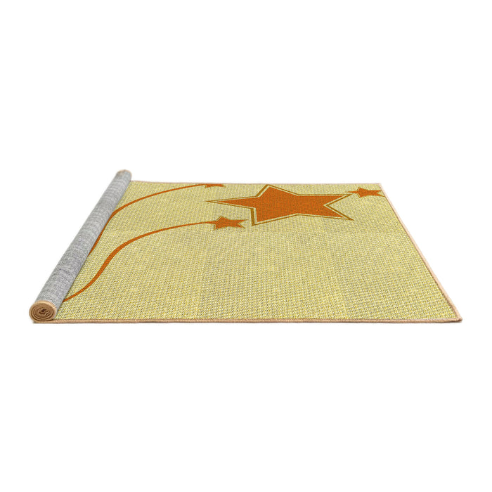 Sideview of Machine Washable Transitional Yellow Rug, wshpat3432yw