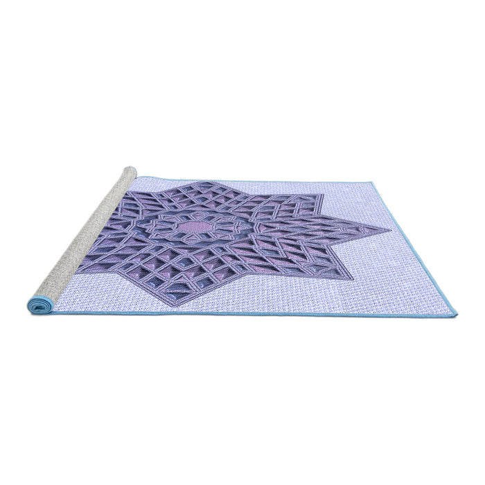 Sideview of Machine Washable Transitional Periwinkle Purple Rug, wshpat3434blu