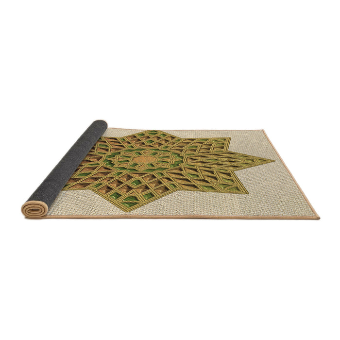 Thickness of Patterned Khaki Gold Rug, pat3434brn