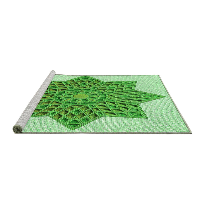 Sideview of Machine Washable Transitional Jade Green Rug, wshpat3434grn