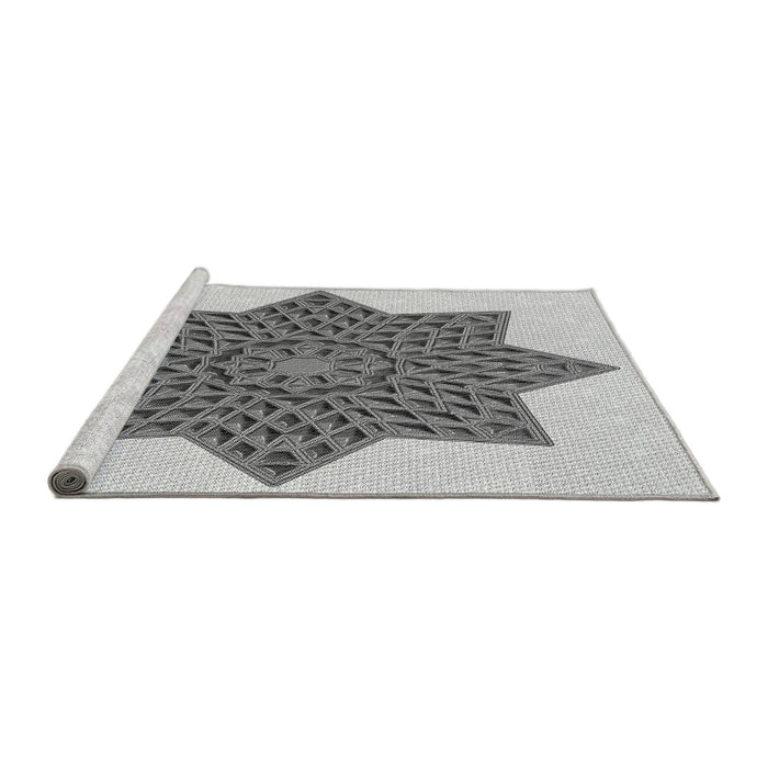 Sideview of Machine Washable Transitional Gray Rug, wshpat3434gry