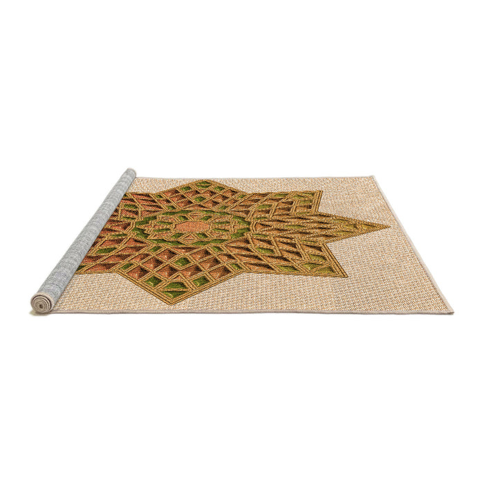 Sideview of Machine Washable Transitional Brown Gold Rug, wshpat3434org