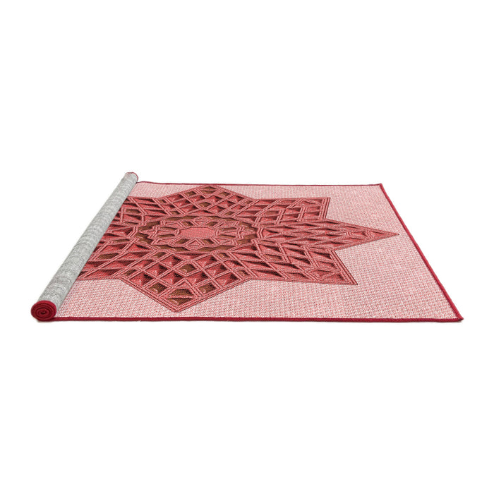 Sideview of Machine Washable Transitional Red Rug, wshpat3434rd