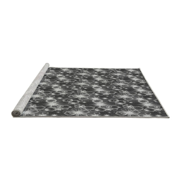 Sideview of Machine Washable Transitional Black Rug, wshpat3435gry