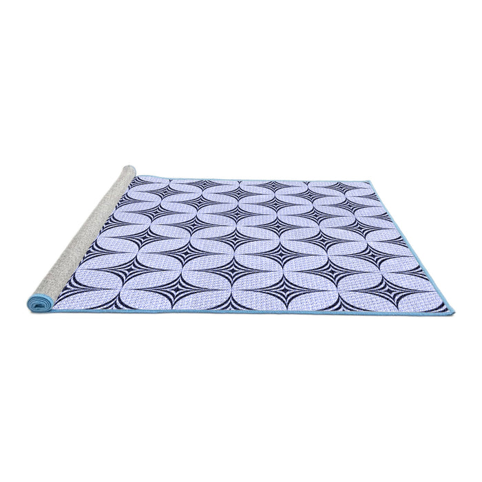 Sideview of Machine Washable Transitional Lavender Blue Rug, wshpat3437blu