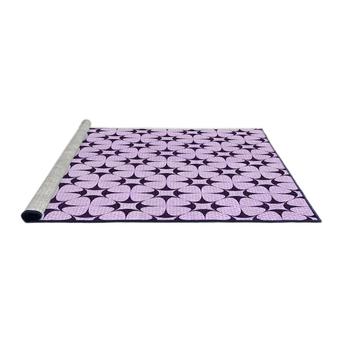 Sideview of Machine Washable Transitional Purple Flower Purple Rug, wshpat3438pur