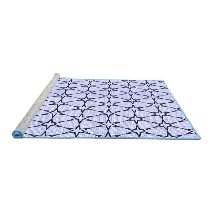 Sideview of Machine Washable Transitional Lavender Blue Rug, wshpat3439blu