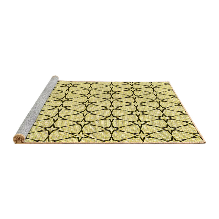 Sideview of Machine Washable Transitional Sun Yellow Rug, wshpat3439yw