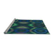 Sideview of Machine Washable Transitional Dark Cyan Green Rug, wshpat344lblu