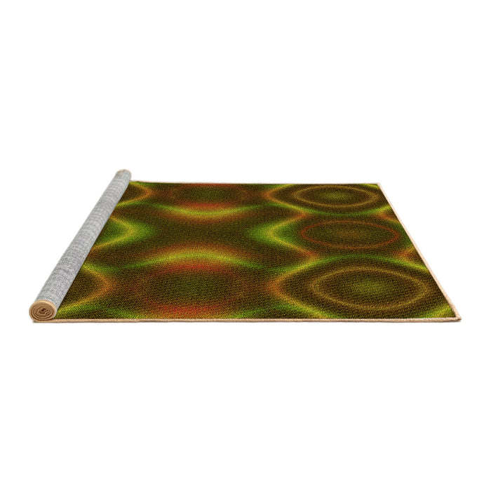 Sideview of Machine Washable Transitional Dark Yellow Green Rug, wshpat344yw