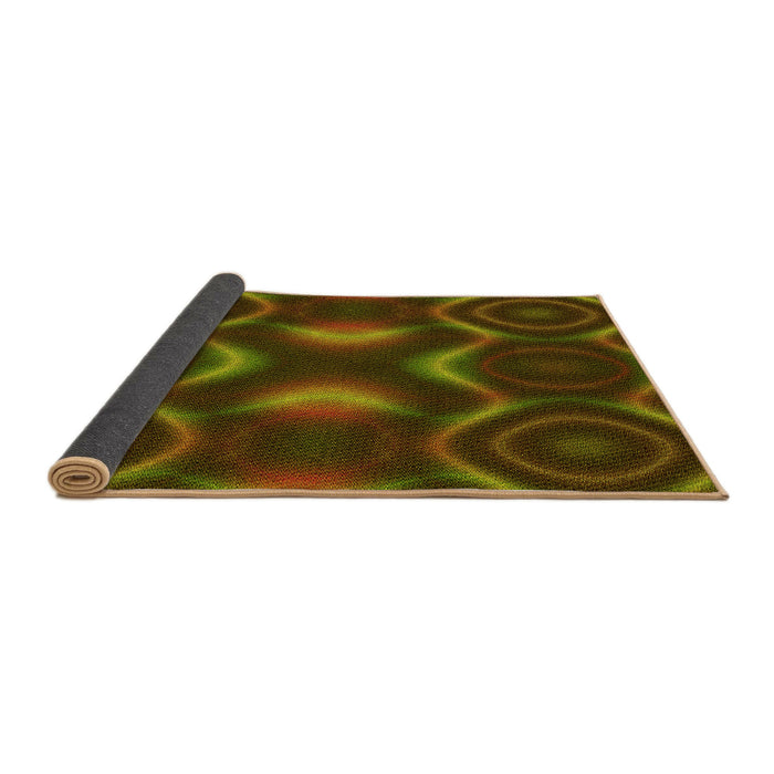 Thickness of Patterned Dark Yellow Green Rug, pat344yw