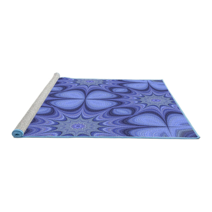 Sideview of Machine Washable Transitional Sky Blue Rug, wshpat3444blu
