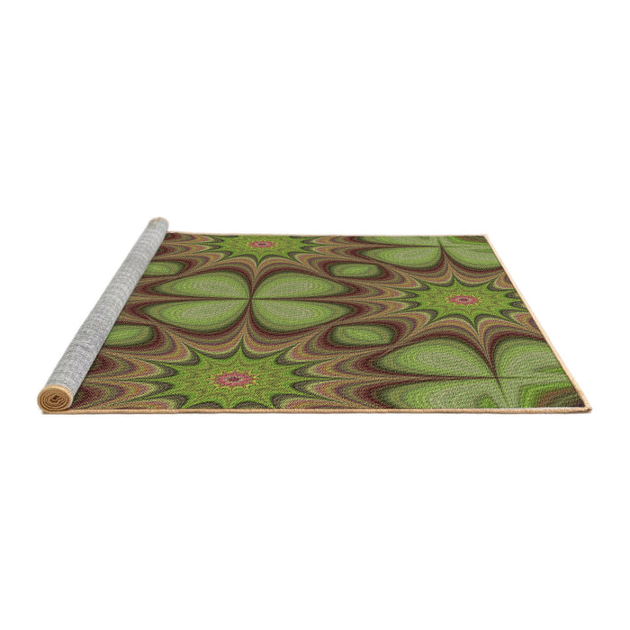 Sideview of Machine Washable Transitional Pistachio Green Rug, wshpat3444brn