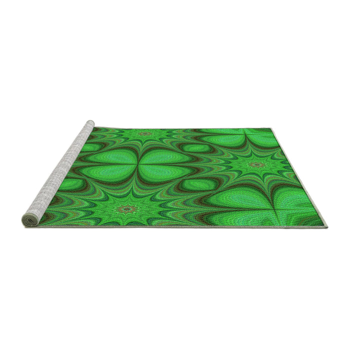 Sideview of Machine Washable Transitional Lime Green Rug, wshpat3444grn